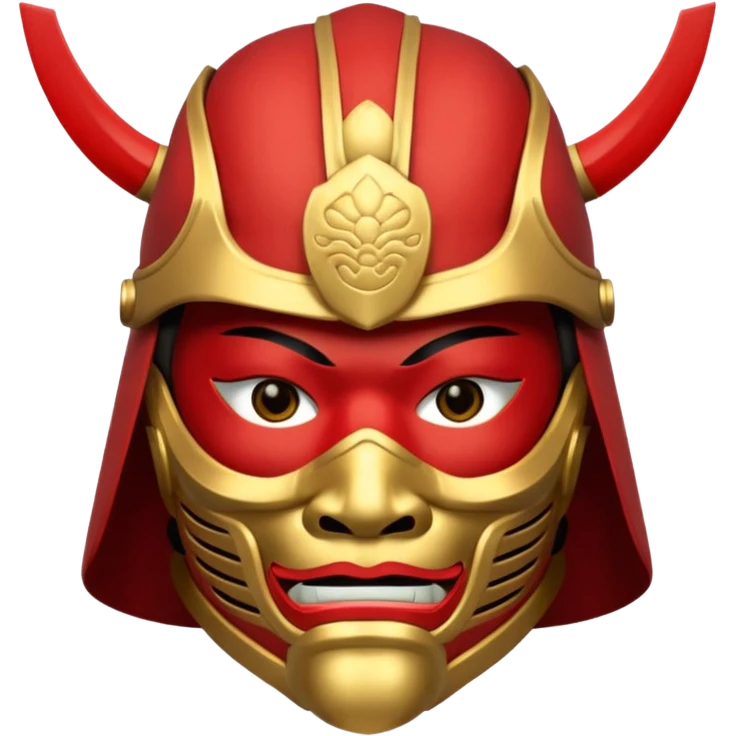 Samurai with red and gold armor and they have a detailed mask covering their mouth but only covering their nose and down emoji
