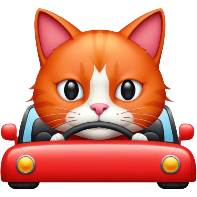 Red cat driving  emoji