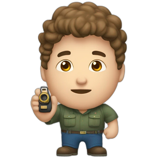 gordito pelo canoso con cámara en mano emoji