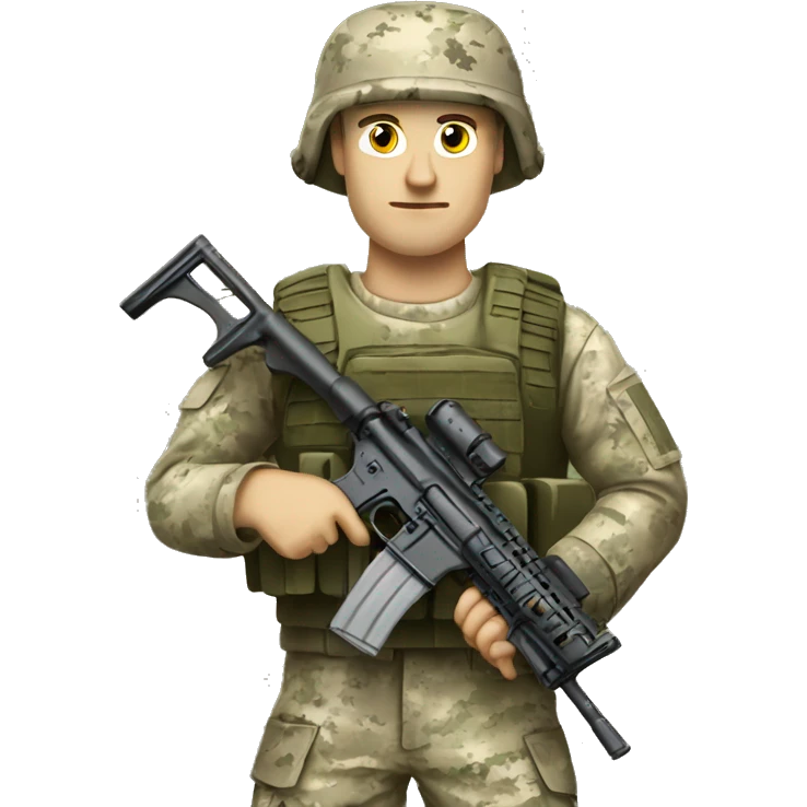Caucasian marine in camouflage holding a M16 emoji
