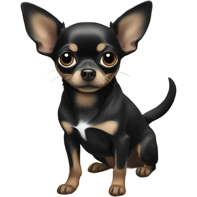 Black chihuahua on a beach emoji