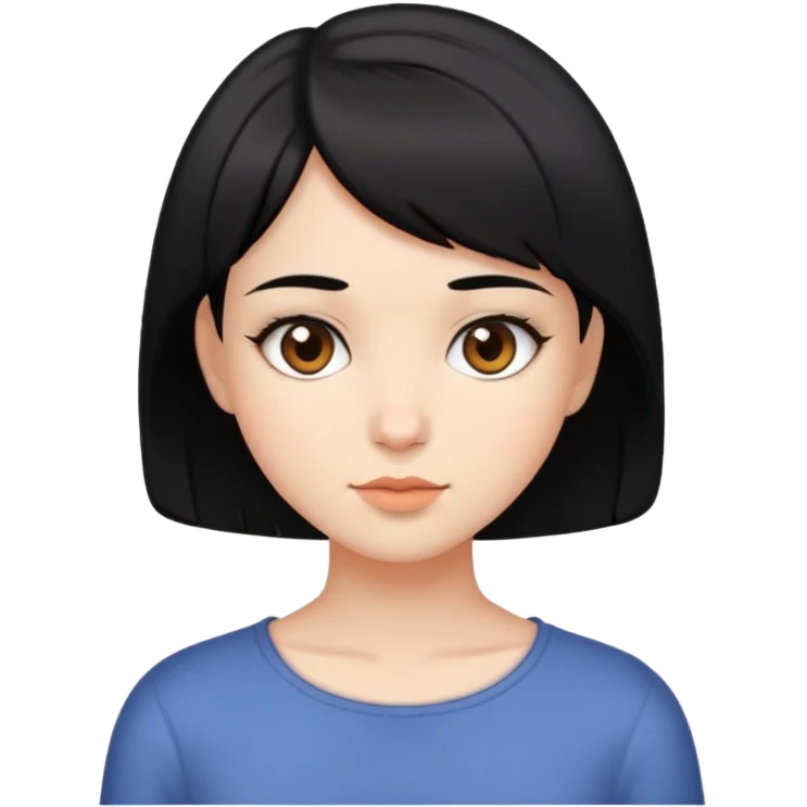 girl, short black hair, fair skin, brown eyes emoji