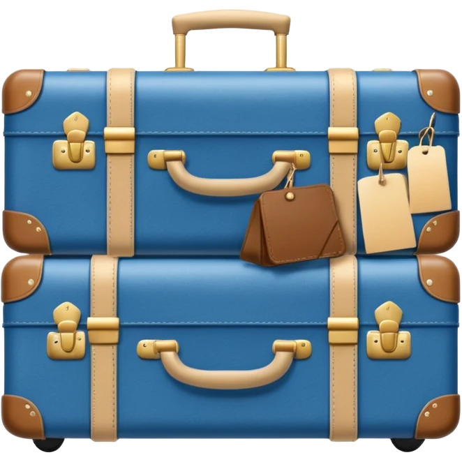 blue and beige suitcases on wheels emoji