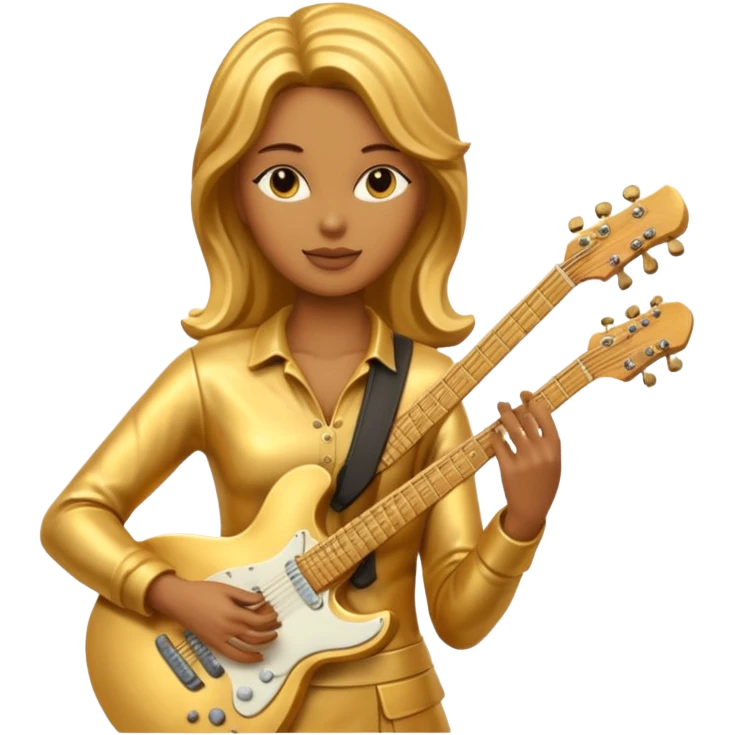 fully golden statue female guitarist face golden emoji