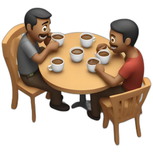 emote pixar ilustration 3d style of men drinking coffee emoji