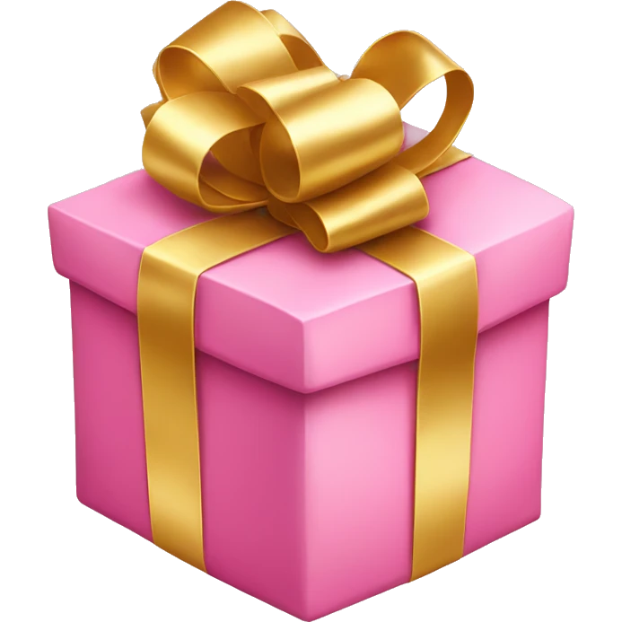 pink present with gold ribbon emoji