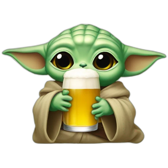 Bébé yoda qui boit une bière emoji