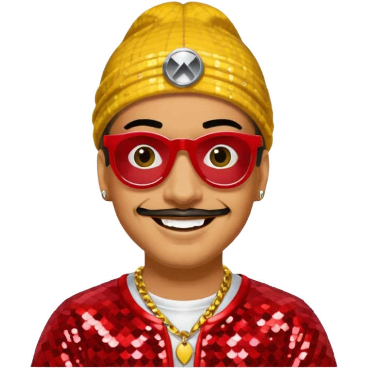 Ali G with red sequin outfit emoji