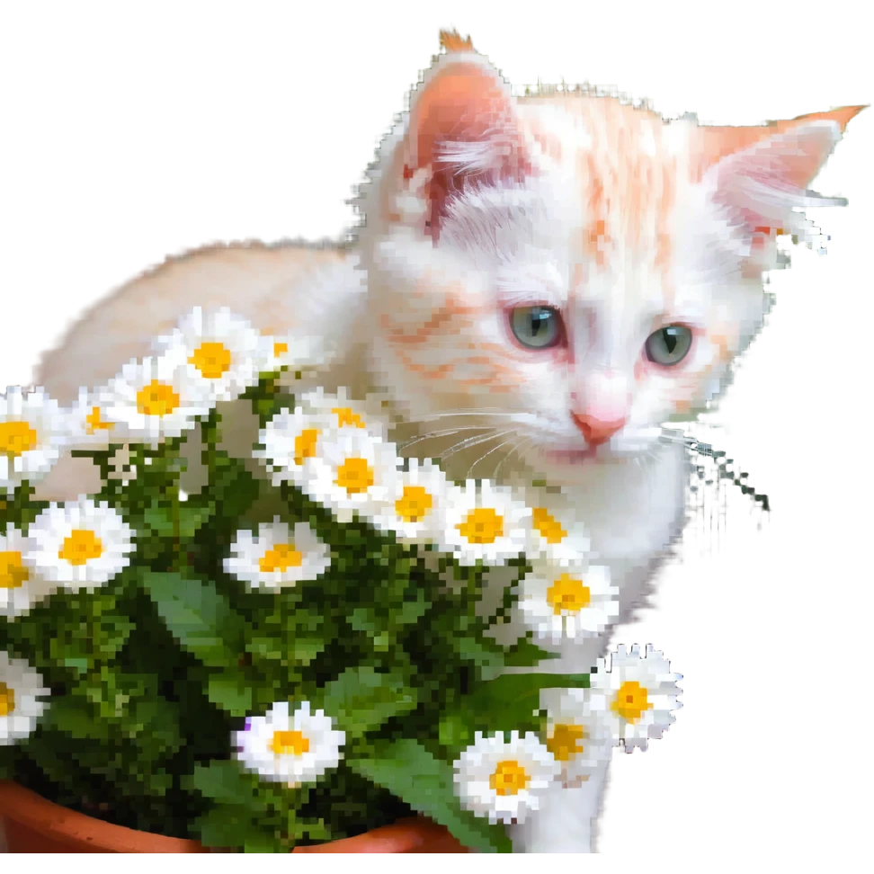 Kitten smells flowers emoji