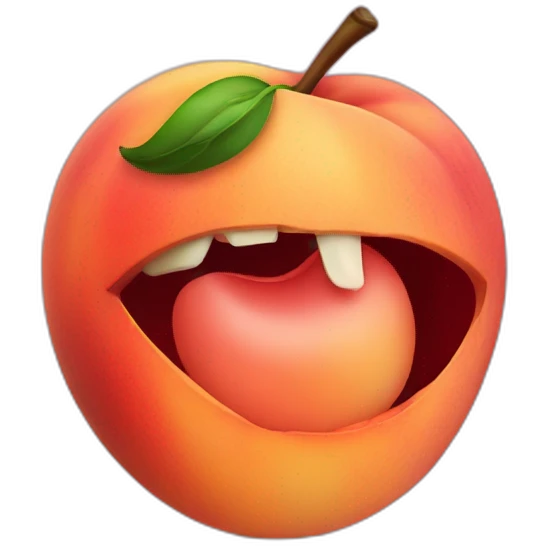 mouth bitting a peach fruit emoji