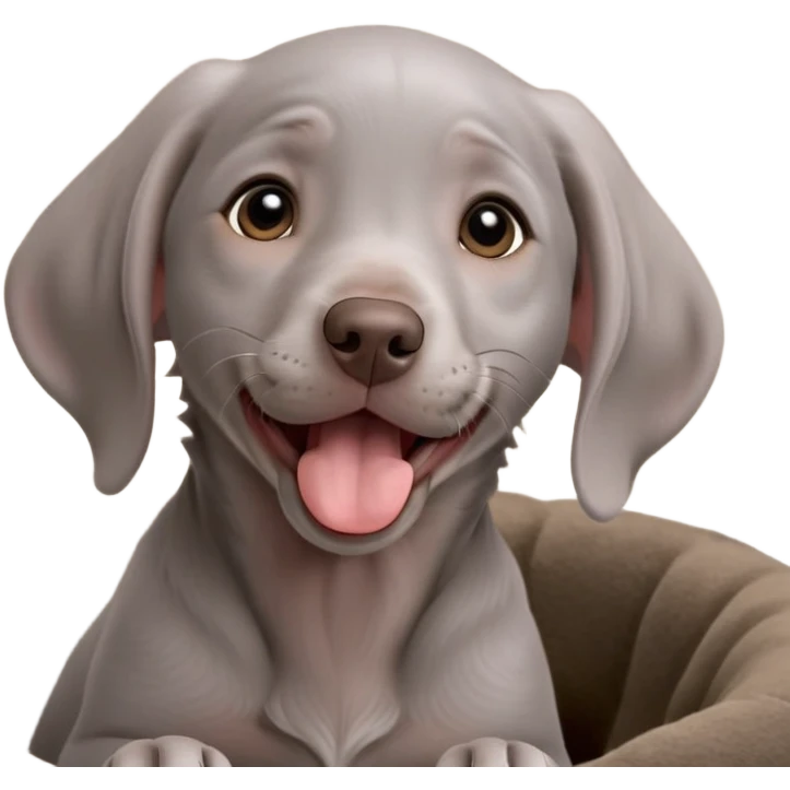 cinematic-cute-yawning-weimaraner puppy-portrait-emoji,-head-tilted-slightly-with-a-dramatic,-wide-open-yawn,-revealing-a-sleek grey fur-with-a-subtle-shimmer,-floppy-ears-slightly-drooping,-round-brown-eyes-barely-open-in-drowsy emoji