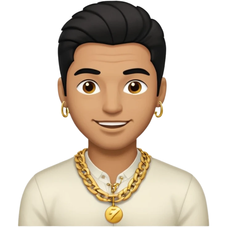 winking face with gold chain and stylish hair, charm and swagger emoji