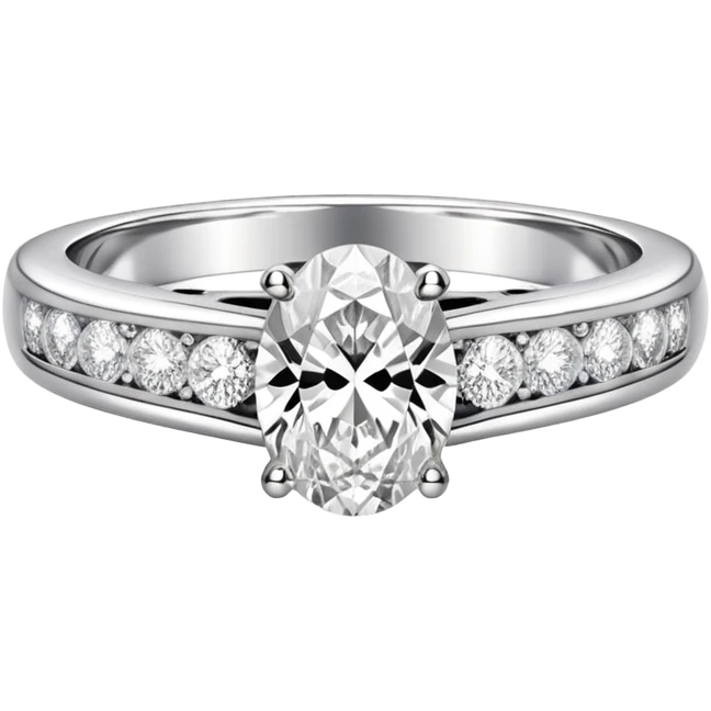 Large Oval Engagement ring diamond channel set band  emoji