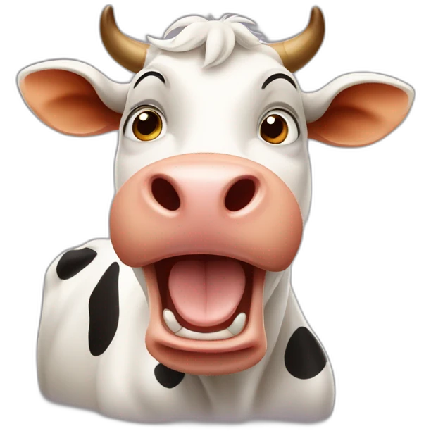 Shouting cow,funny face emoji