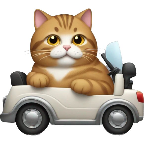 fat tabby cat driving emoji
