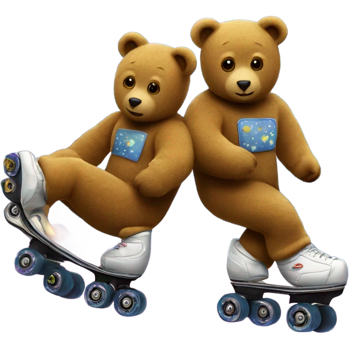 Two bears rollerskate in space emoji