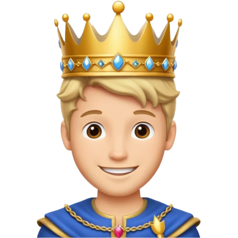 prince charming classic fairy tale style wearing a crown and royal attire smiling emoji