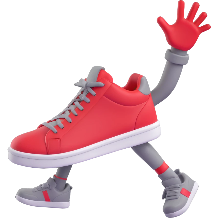 3D Emoji style sneaker with University Red, Black, and Cement Grey colorway, inspired by DJ Khaled's Grateful Air Jordan 3, with arms and legs, fun expression emoji