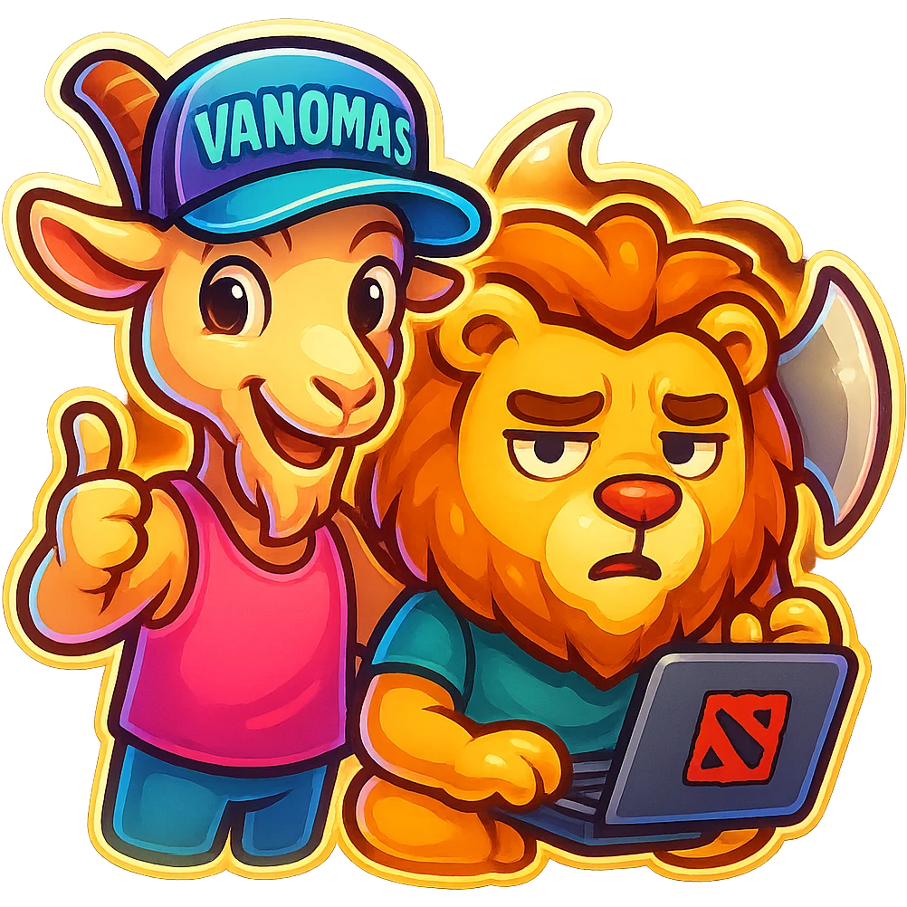 Add a humanoid goat character next to the existing subject, wearing a pink tank top and a cap with the inscription 'VANOMAS', in the style of a Telegram sticker, maintaining transparent background. emoji
