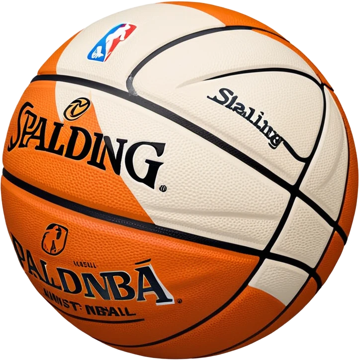 minimalist black Spalding basketball with simple NBA logo, few colorful lines, clean design emoji