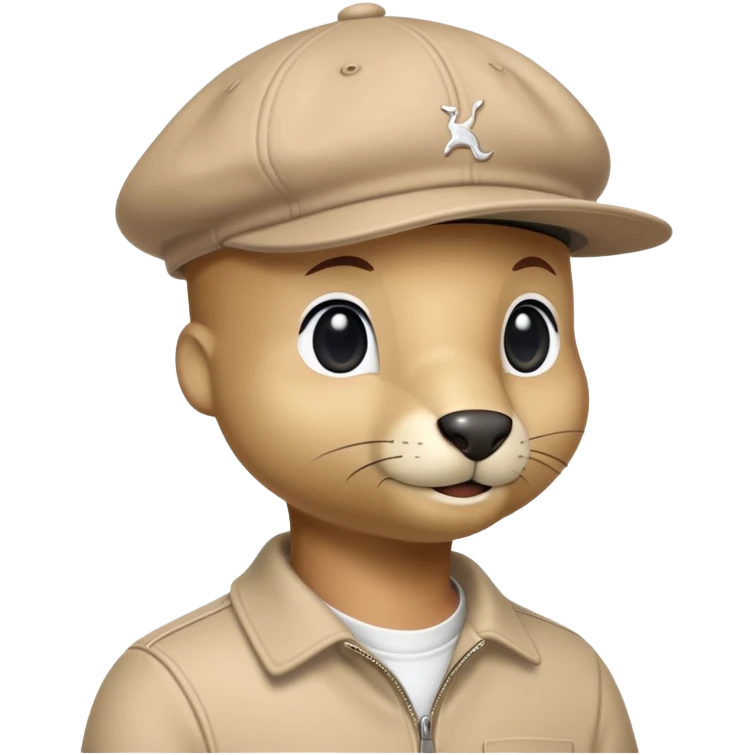 Single beige Kangol 504 flat cap with the iconic Kangol kangaroo logo visible on the side, iOS emoji style, light tan color emoji