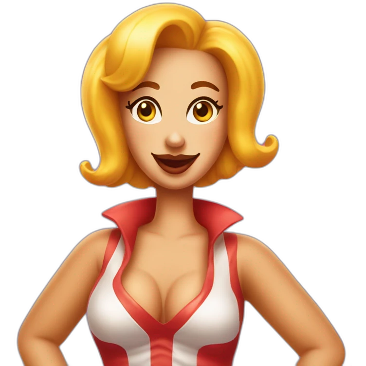 A sexy hot dog person posing like a pinup model emoji