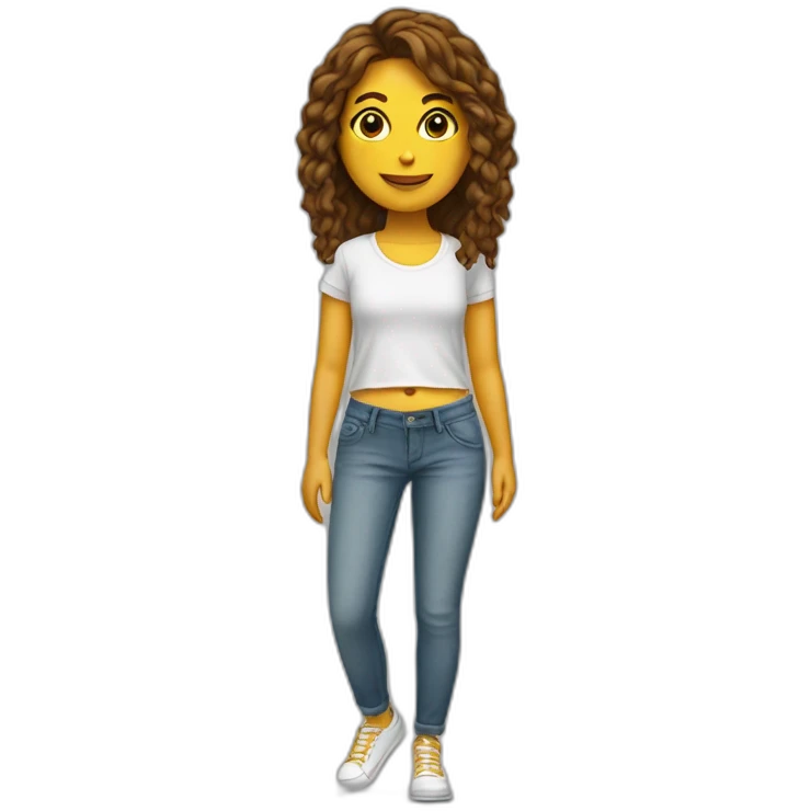 Chica pelo largo moreno, con zapatillas y dinero emoji