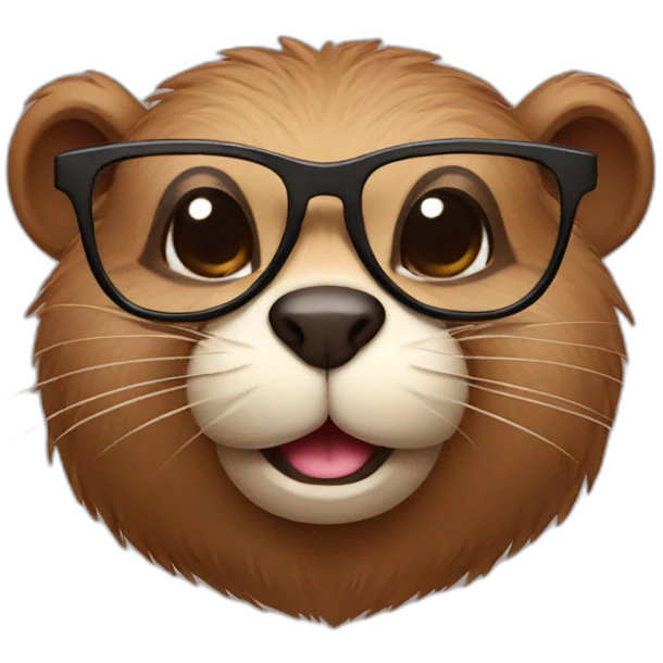 Cute beaver with glasses emoji