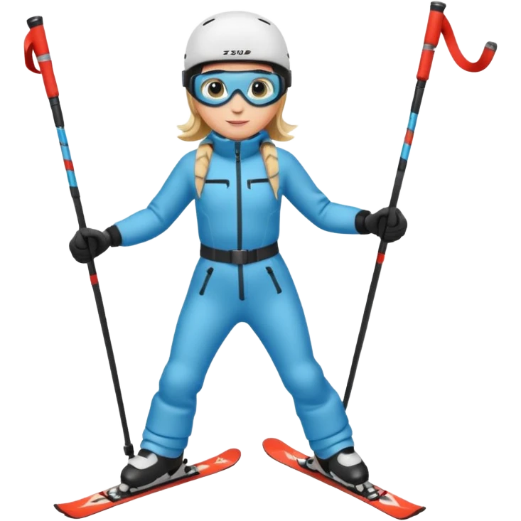 skier with poles full body on the snow emoji