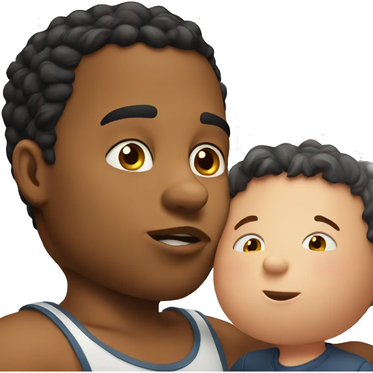 A cute boy kissing a fat boy  emoji