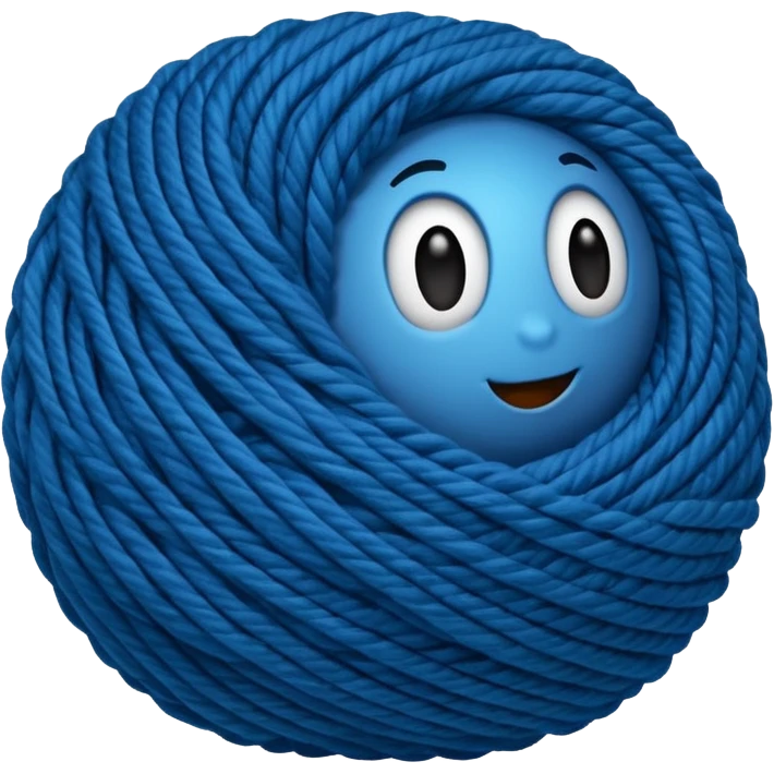Rolled Yarn Ball blue  emoji