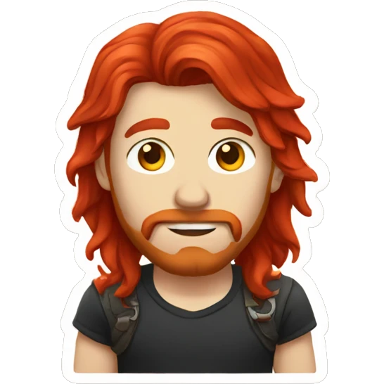 Guy with long red hair and a metal band shirt  emoji