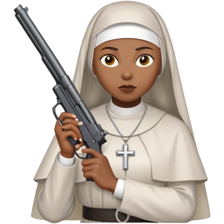Black woman nun holding a gun emoji