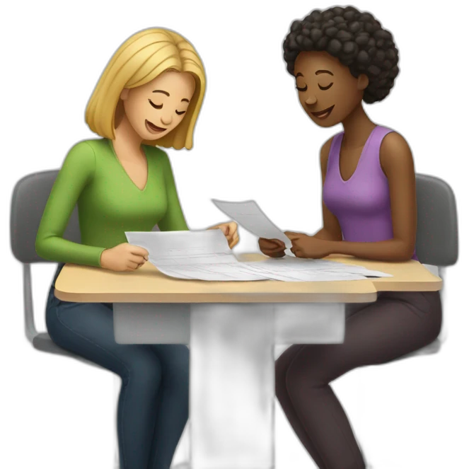two women filling paperwork emoji