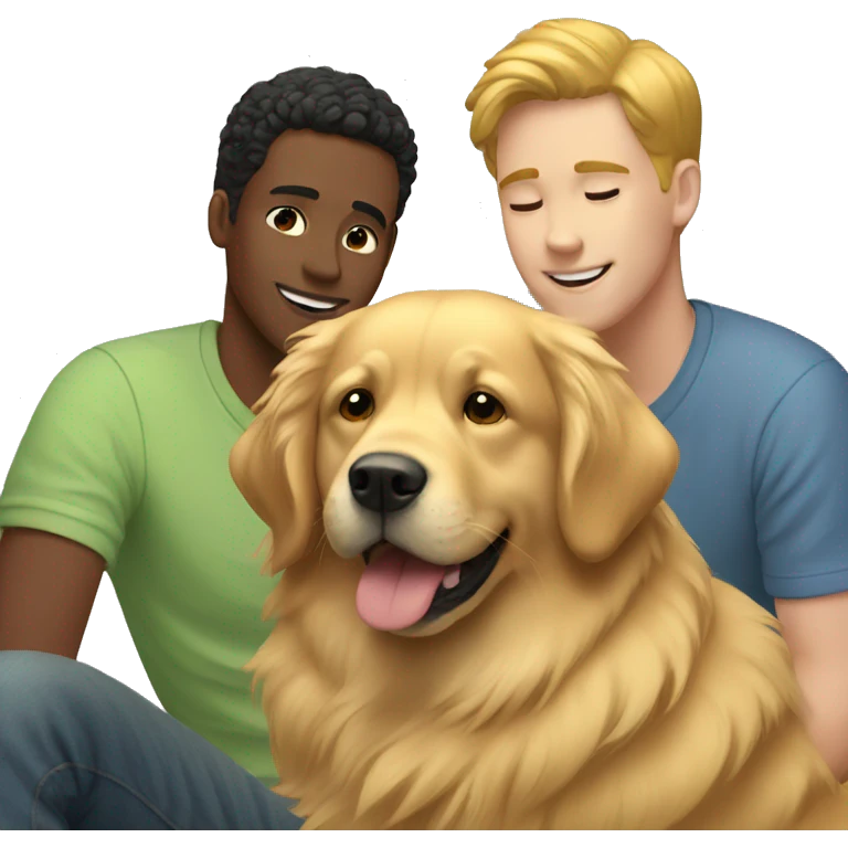 Gay couple with golden retriever  emoji