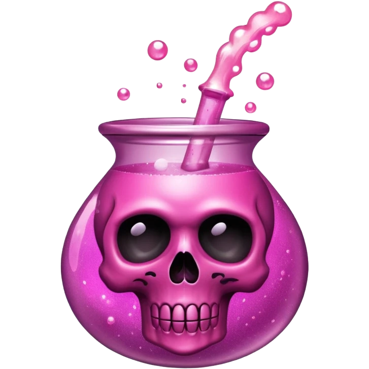 glitter toxic pink potion with dead symbol
 emoji