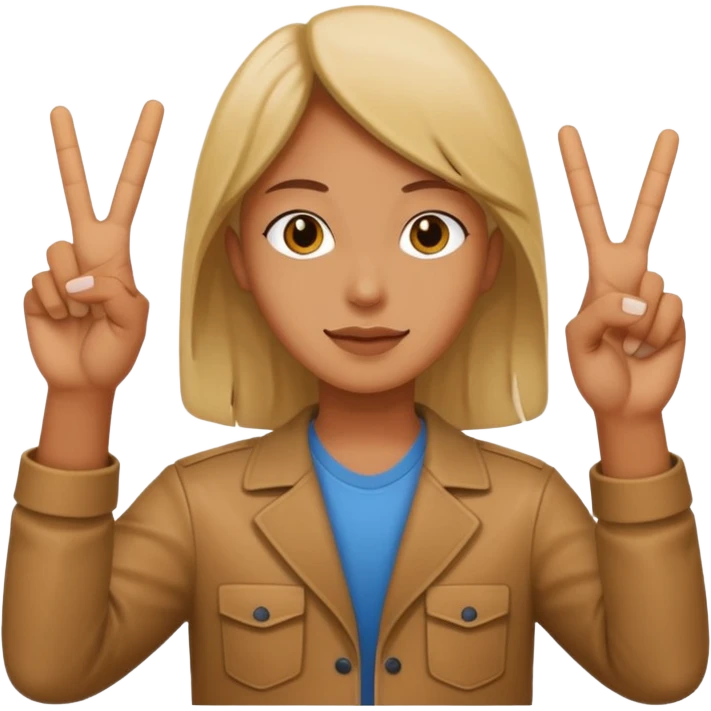 Person holding up two peace signs emoji