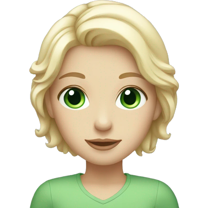 Blonde white family, Mom with blue eyes, daughter with blue eyes, daughter with green eyes emoji