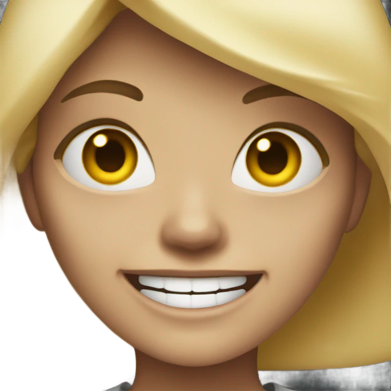 smiling blonde in horror scene emoji