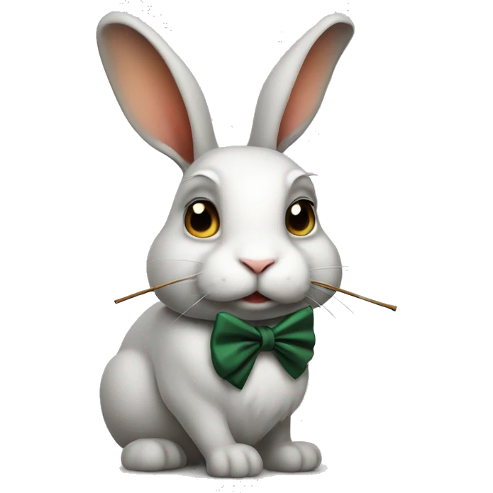 Smoking rabbit with a bow emoji