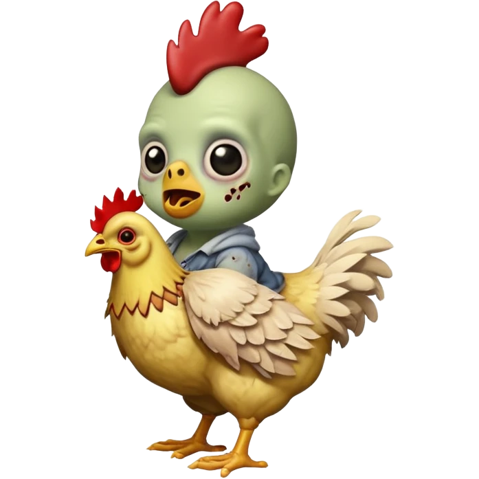 Baby zombie riding a chicken emoji