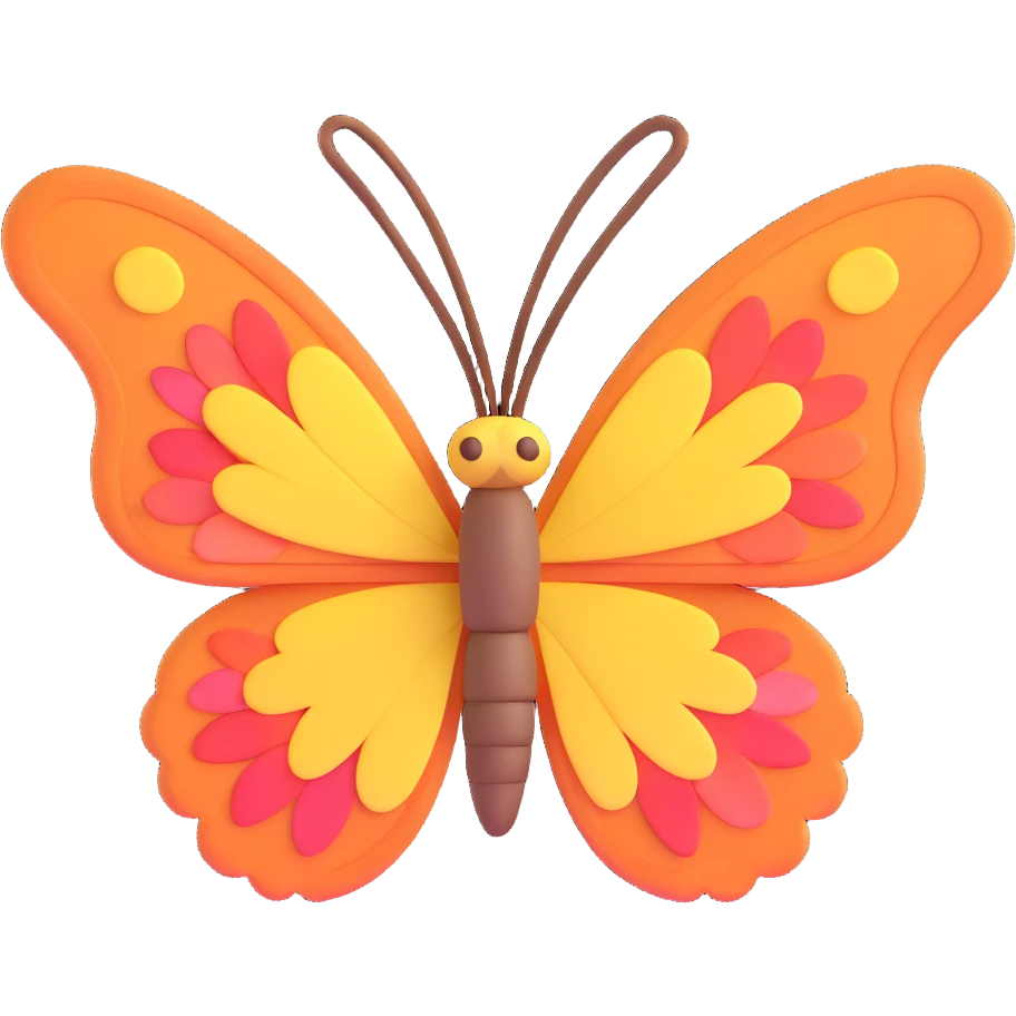 Add beautiful, subtle flower-shaped dust and petals like magical particles around the butterfly. Maintain the 3D cartoon, elegant, fantasy style with a transparent background. emoji