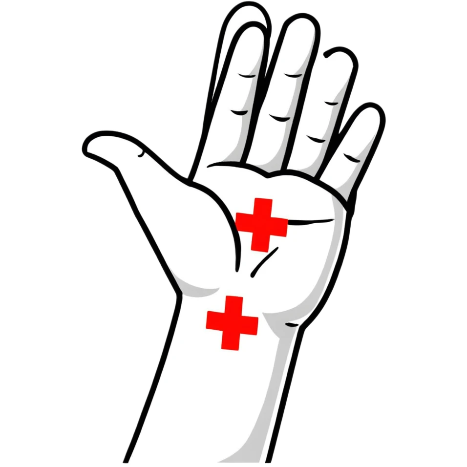 hand with a red cross emoji