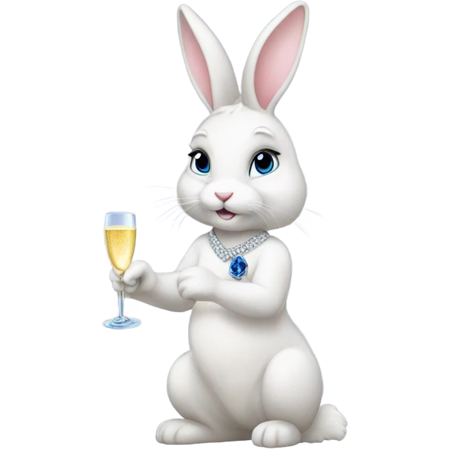 white female bunny wearing sapphires drinking champagne  emoji