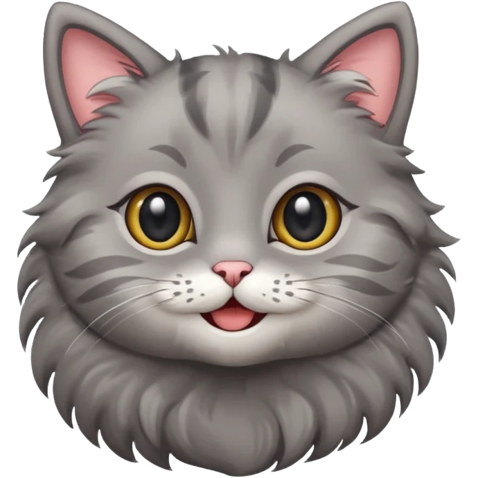 Sticker of a very cute gray cartoon cat emoji