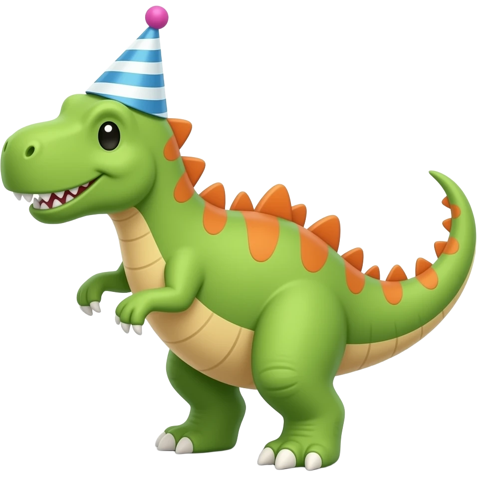 🤖 🤖  🤖 🤖 🤖 🤖 Dinossauro usando chapéu de festa emoji