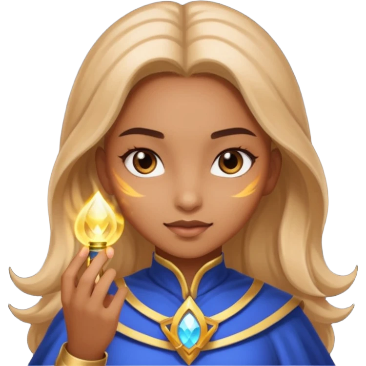 Girl with magic powers and light brown skin . Pretty emoji
