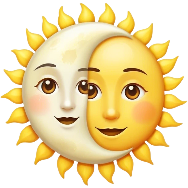 a really bright sun and a moon who shines because of it. the sun is bigger and the moon bright too emoji