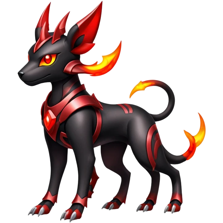 Shiny Gothic Exotic Futuristic Houndoom-Genesect-Torracat-Pokémon-Fakémon-hybrid-creature emoji