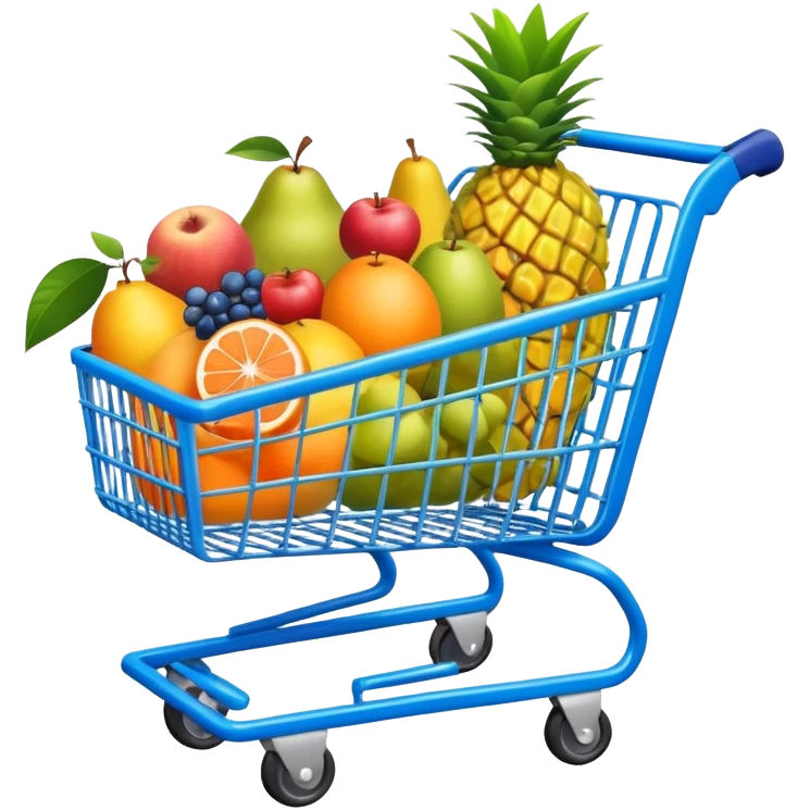 tropic fruits in a blue Shopping cart  emoji